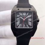 Swiss 42mm Cartier Replica Santos 100 Black PVD Mens Watch - V6 Factory